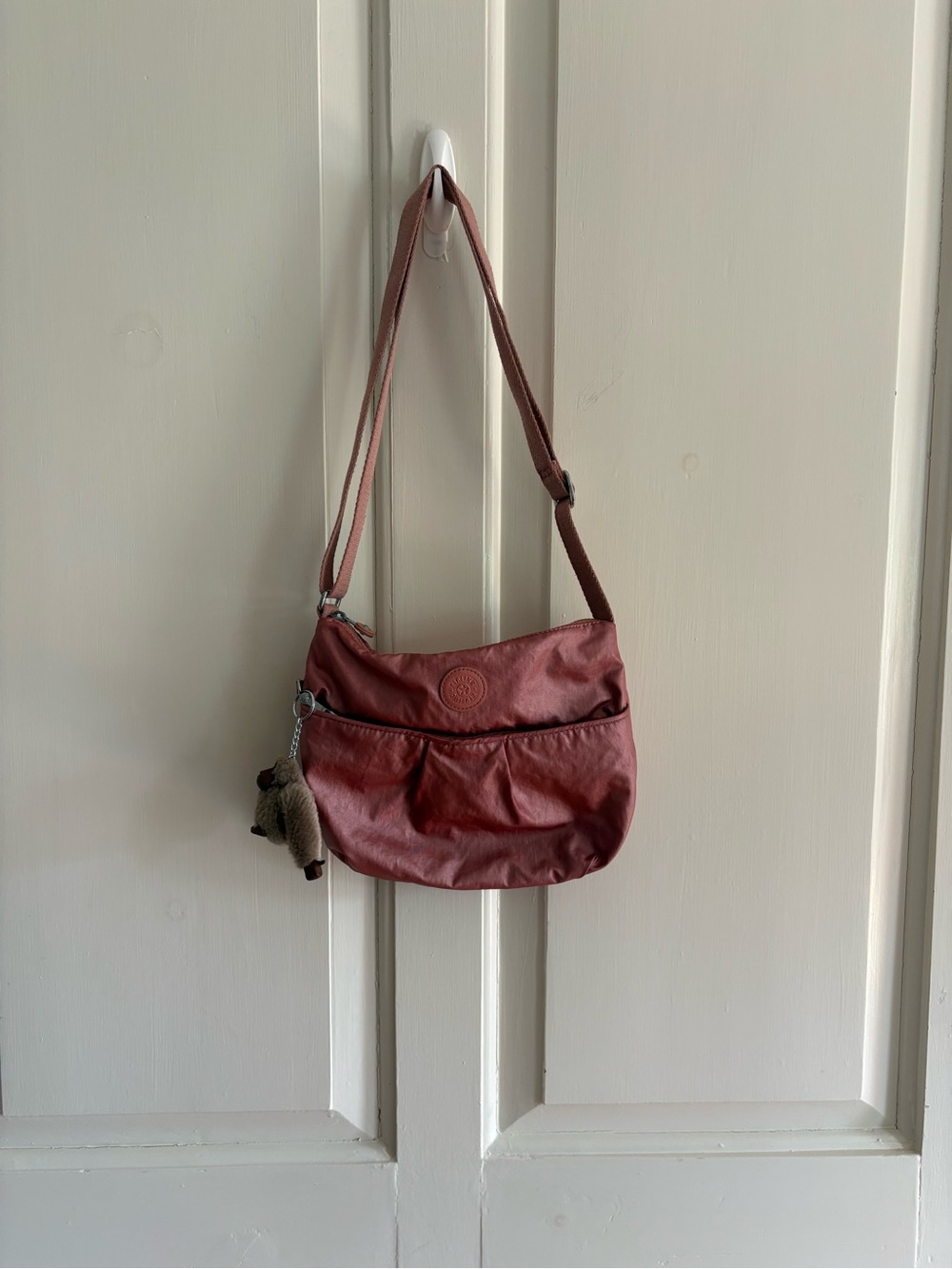 Kipling Dusty Rose/Metallic pink Crossbody Bag with Monkey Charm